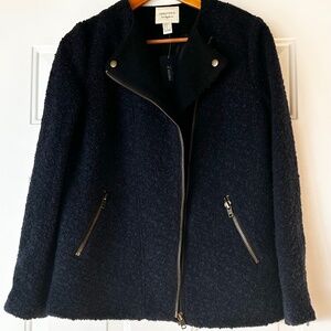 Forever 21 Blue Black Boucle Moto Jacket * Size M
